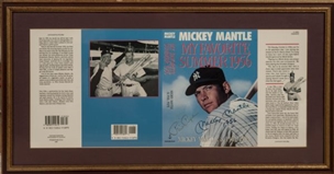 1956 Mickey Mantle and Phil Pepe Dual Signed and Framed Book Cover (My Favorite Summer) 